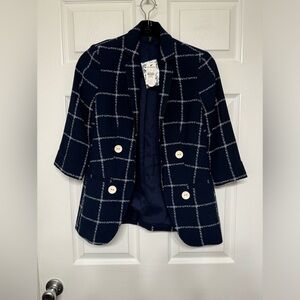 Navy window pane blazer